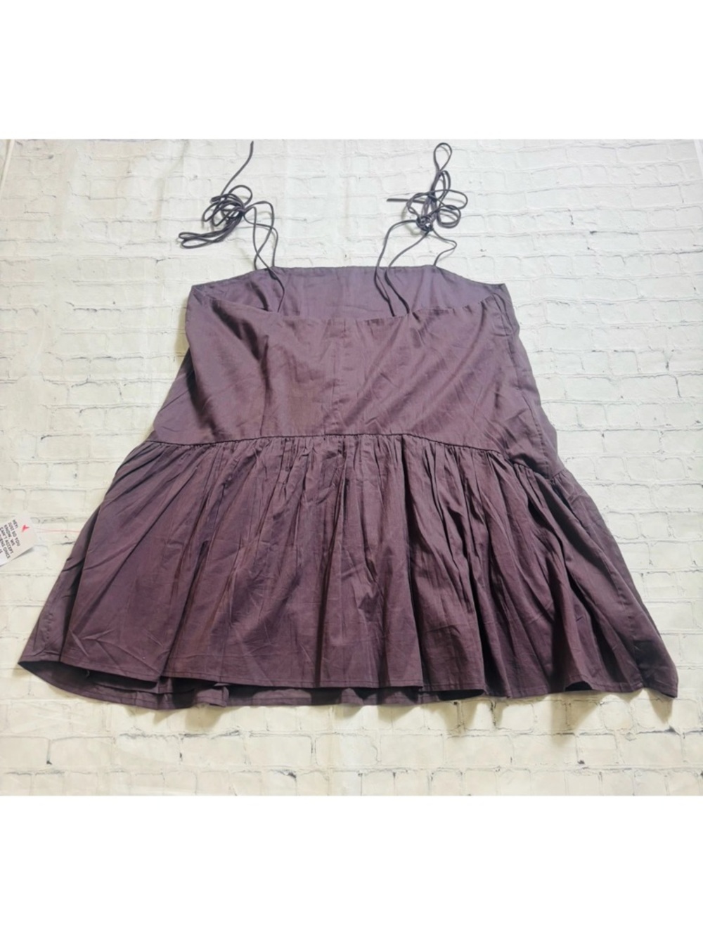 ASOS DESIGN Women’s Drop Waist Mini Dress ChocolatePlum Size 14 Spaghetti Straps - Picture 8 of 10